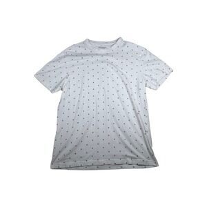 Paperdenim&cloth Mens White Geometric Diamond Micro Print Stretch T-Shirt Large